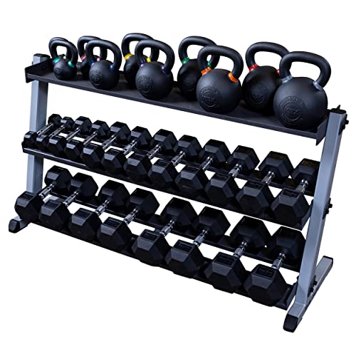 Body-Solid (GDR60B) 2-Tier Dumbbell Rack Stand Only, Heavy-Duty Dumbell Weight Storage Racks for Hand Weights, Home Gym Organizer Can Hold 5-50 lbs. Dumbbells