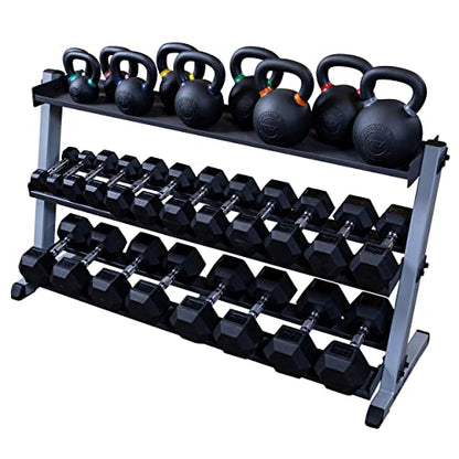 Body-Solid (GDR60B) 2-Tier Dumbbell Rack Stand Only, Heavy-Duty Dumbell Weight Storage Racks for Hand Weights, Home Gym Organizer Can Hold 5-50 lbs. Dumbbells
