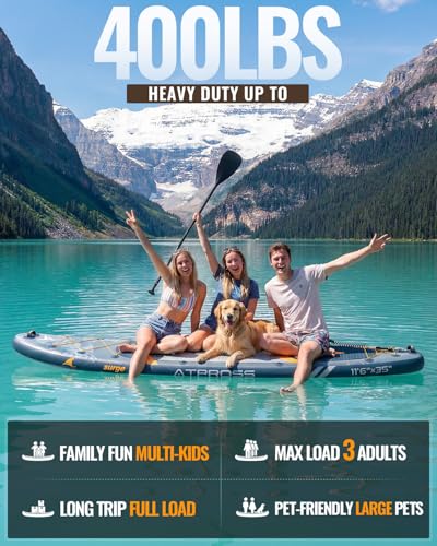 11'6"x35" Inflatable Paddle Board, 450lbs Extra Wide Stand Up Paddleboard for Adults with Premium SUP Accessories Kit & Backpack, Blow Up Kayak Non-Slip Stable Deck Boat for Yoga Fishing Surf - style: Grey/kayak seat