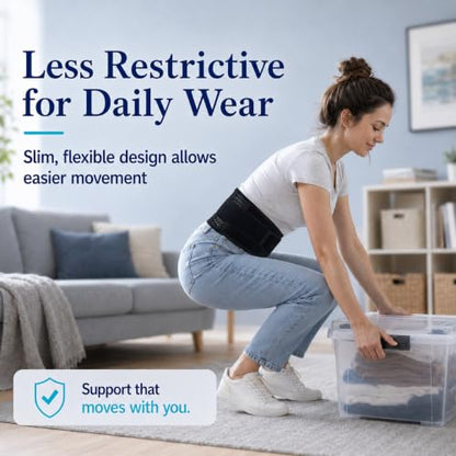 Breathable Thin Back Brace for Women, Adjustable Lower Back Support Belt for Everyday Pain Relief, Slim Low-Profile Lumbar Brace with Gentle Compression, Comfortable Under Clothes - size: XS/S(Waist:27.5"-35")