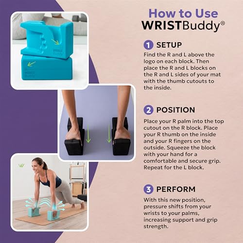 WRISTBuddy® Yoga Blocks 2-Pack (Left + Right) — Ergonomic, Hand-Shaped EVA Blocks for Wrist Relief & Better Grip | Doctor-Designed Support for Yoga, Pilates, Handstands, Push-Ups & Rehab