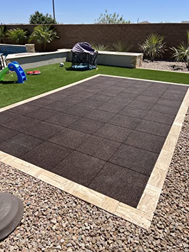 Elevate Rubber Playground Tiles - 1" Thick High Density Interlocking Shock Absorbent Safety Tile for Playgrounds, and Exercise Equipment - 20" X 20" (1 Tile - 2.7 Sq. Ft. - Brown)