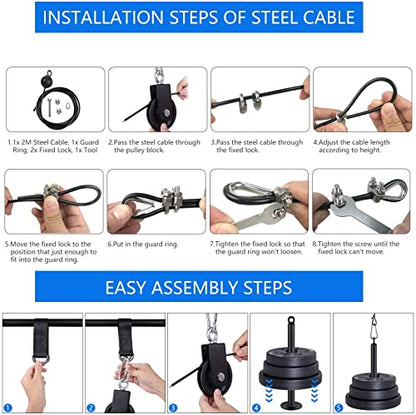 LFJ LAT Pull Down and Lift Weight Pulley System Cable Machine Pulley Attachment for Triceps Pull Down, Biceps Curl, Back, Forearm, Shoulder Home Gym Equipment - style: Triceps Rope Set