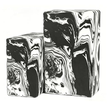 Yoga Blocks 2 Pack, Lightweight Premium EVA Foam Yoga Blocks, Non Slip Supportive Foam Blocks for Yogi, Pilates, Stretching and Meditation, Women Men Yogi Beginners Accessories - color: Black White