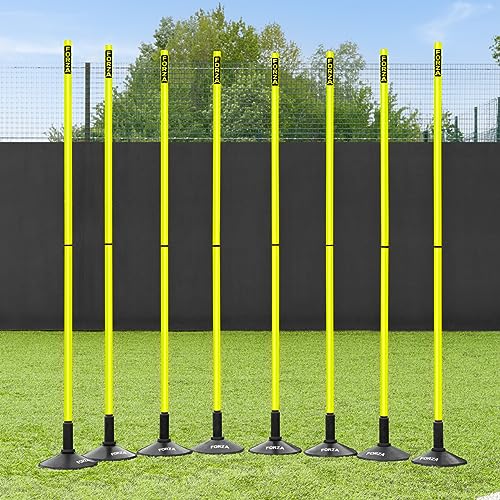 FORZA Slalom Agility Poles | Improve Endurance, Speed & Footwork | Color, Size & Rubber Base Options Available [8 Pack] - color: Yellow, size: With Bases, style: 6ft