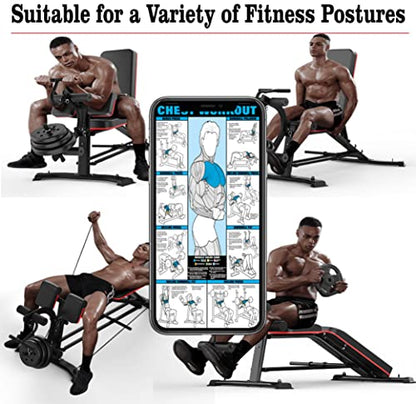 Utility Weight Bench with Leg Extension - Multi-Position Adjustable Bench for Strength Training, Dumbbell Exercise and Ab Workouts