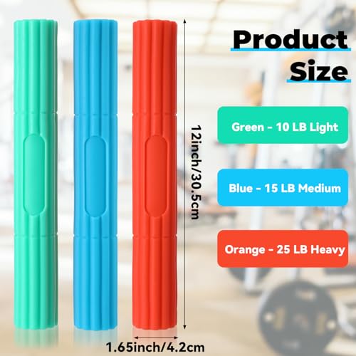 3 Pcs Twist Hand Exerciser Bars for Physical Therapy - Relieves Tendonitis Pain & Improve Grip Strength - Tennis Elbow, Golfer's Elbow, Tendonitis, Wrist, Forearms Pain Relief Hand Therapy Bar