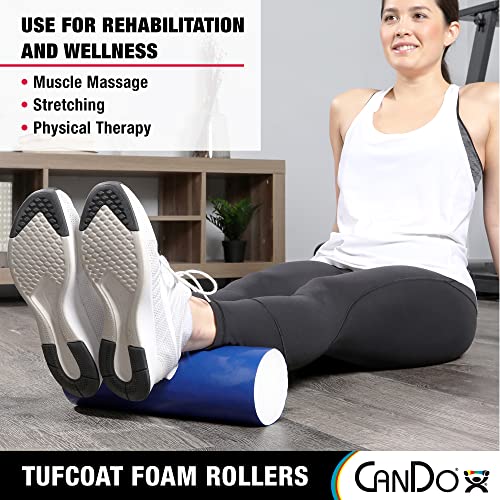 CanDo Premium TufCoat Blue Coated Foam Rollers for Muscle Restoration, Massage Therapy, Rehabilitation, Sport Recovery and Physical Therapy for Home, Clinic and Gym - size: 4" X 36", style: Round