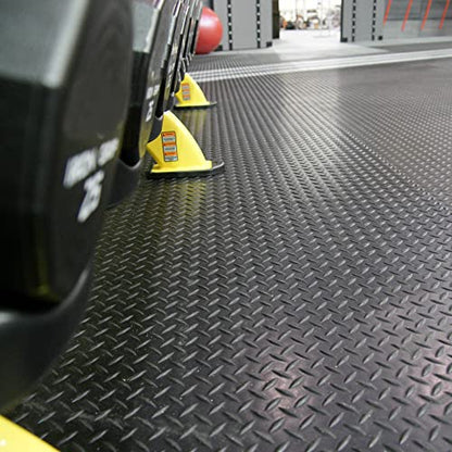 Rubber-Cal Diamond-Plate Rubber Flooring Roll - 3 mm x 4 ft x 2 ft Roll - Black