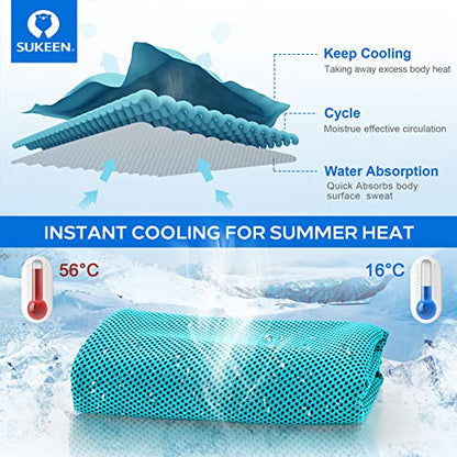 Sukeen 4 Pack Cooling Towels (40"x 12"), Cooling Neck Wraps, Soft Ice Towel - color: Dark Blue/Green/Lake Blue/Pink