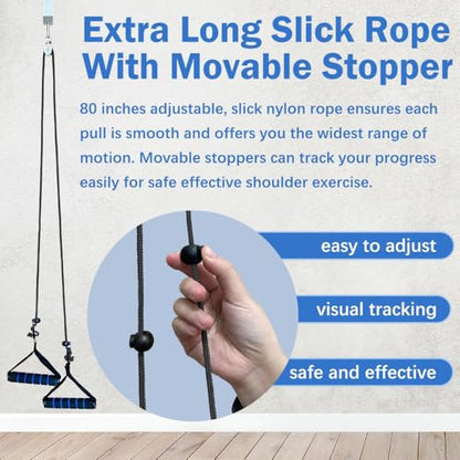 Shoulder Pulley for Physical Therapy, Pulleys for Shoulder Rehab Over Door, Shoulder Pulley Over The Door Physical Therapy, Door Pulleys For Physical Therapy, Arm Pulley, Over The Door Pulleys - Black