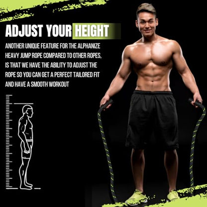 Heavy Jump Rope For Fitness 3LB - New 360 Rotating Handles Weighted Jump Rope - Full Body Workout For Men & Women