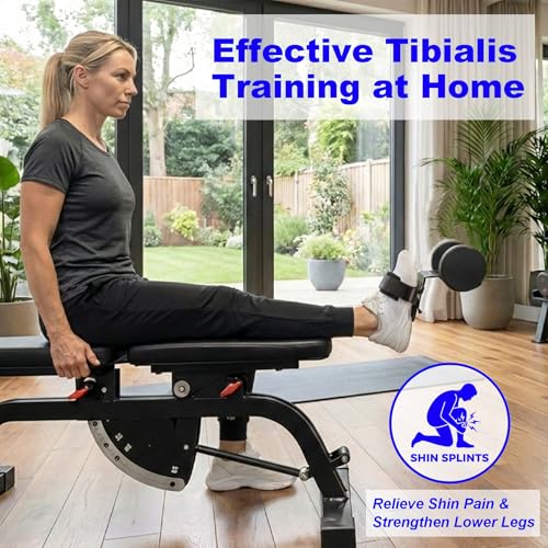 J Bryant Tibialis Raise Dumbbell Tib Trainer, Adjustable Detachable Tib Bar Alternative with Neoprene Padded Foot Strap & Secure Dumbbell Slot for Home Gym Knee Over Toes Training - color: Black For Single Foot