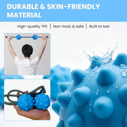 Adjustable Back Massage Peaunt Balls with Stretchable TPE Elastic Tube for Chair, 32"–64", Peanut Massage Roller for Deep Tissue Relief, Trigger Point Massager for Neck, Back & Shoulders