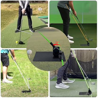 Golf Alignment Sticks and Angle Holder Set Plate Thickened metal adopts damping design Angle adjusted freely Teaching Equipment for Aiming Putting Swing Posture Correction Golf Swing Training