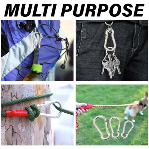 3.15 Inch 4 Pack Spring Snap Hook Carabiner, Cable Machine Accessories for Home Gym Pulldown Attachment, Exercise Machine, Heavy Duty Steel Clip for Outdoor Fitness