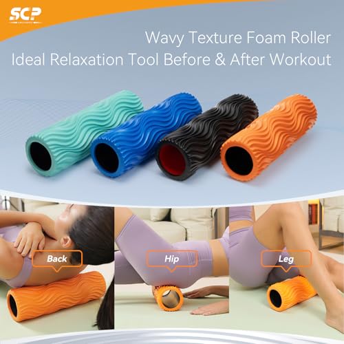 SUBCULTUREPICK Foam Roller - Muscle Massage Roller for Back Pain & Stretching - Ergonomic Wide Wave Textured - Deep Muscle Massage Pilates Yoga, Athletics, Fitness Exercise for Whole Body