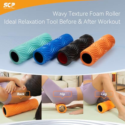 SUBCULTUREPICK Foam Roller - Muscle Massage Roller for Back Pain & Stretching - Ergonomic Wide Wave Textured - Deep Muscle Massage Pilates Yoga, Athletics, Fitness Exercise for Whole Body