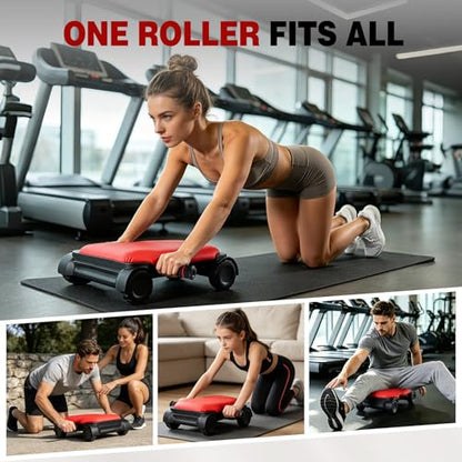 RedSwing Automatic Rebound Abdominal Wheel, 4-Wheel Roller Abdominal Trainer, Core Workout Ab Roller Wheel for Plank, Red