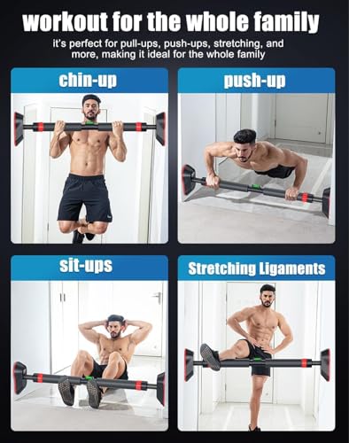 Adjustable Door Frame Pull Up Bar No Screw Strength Training Equipment with Counting, Calorie Tracking & Timing Home Gym Workout Bar for 98135cm Doorways