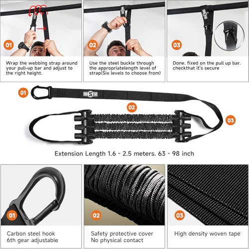 Innstar Pull Up Assistance Bands, Heavy Duty Resistance Band for Pull Up Assist, Adjustable Resistance 165-265lbs with Fabric Feet/Knee Rest, Pull Up Bands Assistance Bands