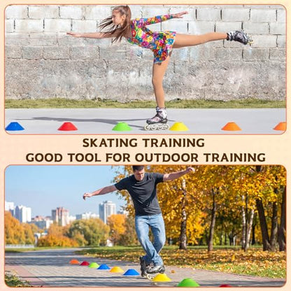 Soccer Cones with Straps Set, Disc Training Cones Bulk Agility Cone Sports Cone for Drills, Challenge, Football, Basketball, Skating, Coaching, Practice Equipment, Indoor, Outdoor