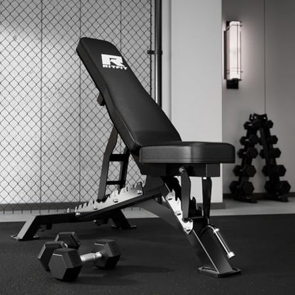 RITFIT Adjustable Weight Bench with Multiple Back Positions for Full Body Workouts, Incline, Decline, and Flat Settings for Home Gym Strength Training, 1300LB Capacity