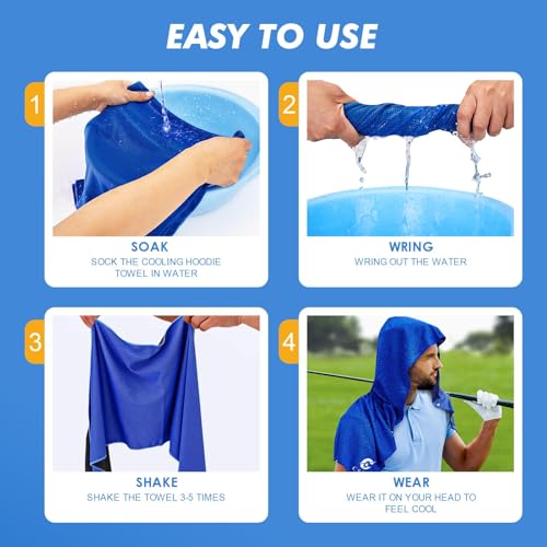 Cooling Hoodie Towels, Instant Cooling Towels for Neck and Face, UPF 50 Sun Protection, Ice Towel for Hot Weather, Head Towel for Sports, Camping, Cycling & More Activities