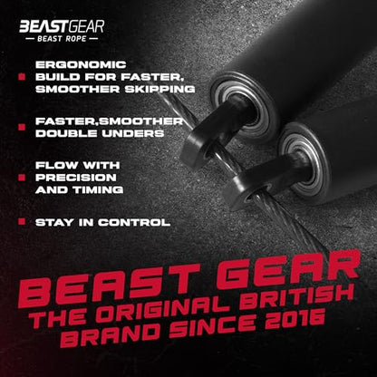 Beast Gear Jump Rope, Jump Ropes for Fitness, Premium Aluminium Skipping Rope for Men Women - Boxing, MMA, HIIT, Strength Training & Double Unders