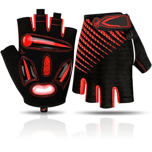 Bike Cycling Gloves for Men Women,Non-Slip Breathable 5MM Gel Pads DH Mountain Road Bicycle Gloves for MTB Biking Cycling,Workout Sports - color: Red, size: Small