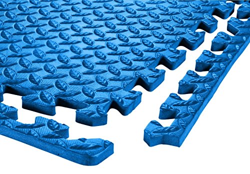Sivan Health and Fitness® Puzzle Exercise Mat EVA Foam Interlocking Tiles—Protective Flooring for Gym, Garage Flooring, Playroom, Workshop, Basement, and More (Blue)