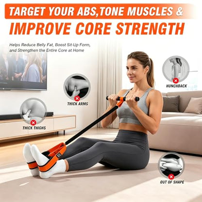 Pedal Resistance Band with Handle | Upgraded 55LBS Exercise Resistance Bands for Core, Abs, Legs, Glutes, Arms, Strength, Physical Therapy, Pilates, Sit Up Workout Equipment for Women Home Gym