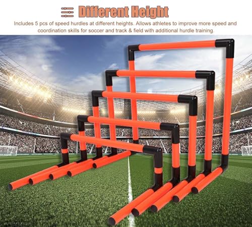 Obstacle Training Hurdles - 5 Piece Lightweight Speed and Agility Equipment for Athletes - Portable Mini Hurdles for Kids and Adults