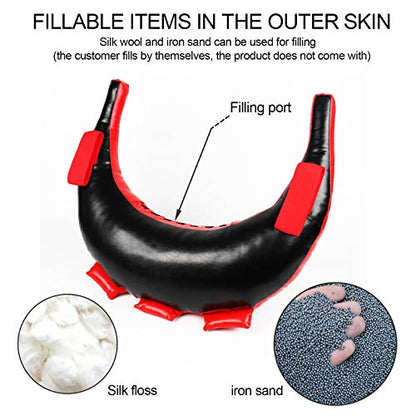 Ox Horn Weightlifting Sandbag, Weight Training Power Bag Filled Weight Fitness Sandbag for Weight Lifting Squat Twist Snatch Warm up Exercise - color: Red & Black