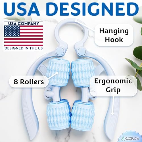 Leg Massage Roller - Adjustable Arm Belly Massager Roller Stick to Reduce Cellulite Appearance - Deep Tissue Myofascial Release Tool - Lymphatic Drainage Massaging Tool - color: Blue/White