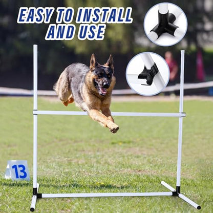Shappy 4 Pcs Dog Agility Jumps Adjustable Height Hurdles with Bag,White - color: White