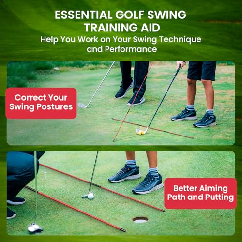 FINGER TEN Golf Alignment Sticks Rods Swing Trainer Tools 43 Inch 2 Or 3 Pack, Fits in Golf Bag Tour Stickers Practice Training Aid