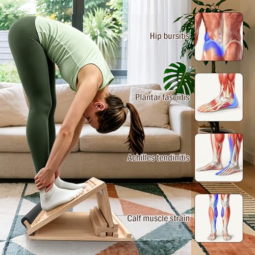 Wooden Slant Board, Incline Board for Leg Exercises, Slant Boards for Exercise – Ideal for Home Workout, Office Break, Yoga Session, Daily Calf Stretch and Full Leg Muscle Relaxation