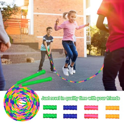 16 FT Long Jump Rope(1 PACK), Double Dutch Jump Ropes, Soft Beaded Skipping for Kids Adults, Plastic Segmented Long Enough for 4-5 Jumpers - color: Green