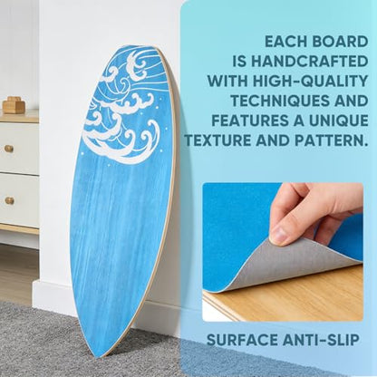 Surf Balance Board Wooden Balance Board,3 Modes Wobble Board Trainer with Roller, Exercise Balancing Stability Trainer for Improve Balance, Surf Trainer & Sports Trainer Wobble Board