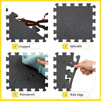 Nuanchu 60 PCS Kids Foam Puzzle Mat,Black - color: Black