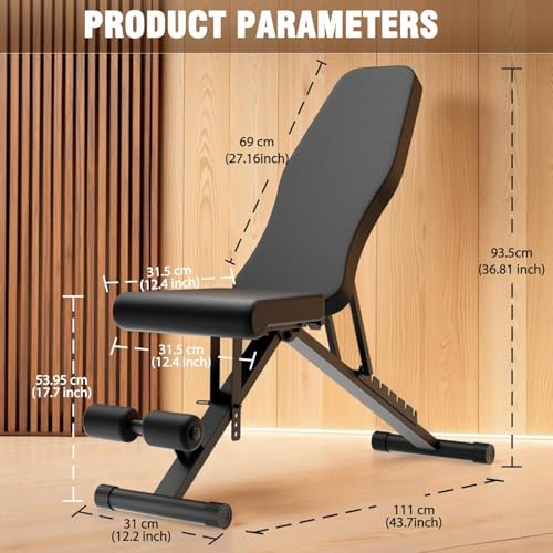 ALSO GO Adjustable Workout Bench for Home Gym, Strength Training Bench