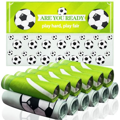 OPSO Softball Cooling Towel Set, 40 x 12 inches, 12 Pack, Microfiber Sports Towels for Baseball, Soccer, Golf LCE Towel Microfiber Sports Towels for Player (Soccer 4)
