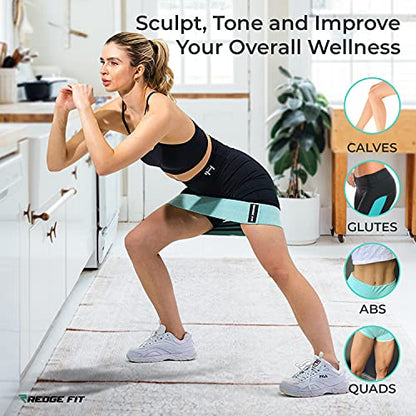 Redge Fit™ Fabric Resistance Bands Set I Butt and Glute Shaper I Booty Bands for Women (NEW and Improved Edition)