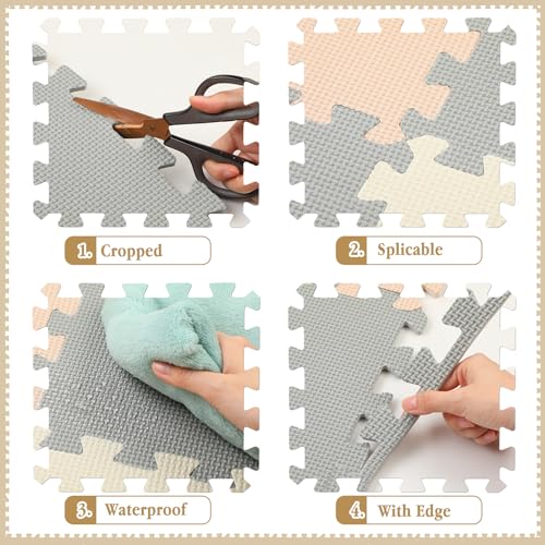 Nuanchu 60 PCS Kids Foam Puzzle Mat,White, Cream, Gray - color: White, Cream, Gray