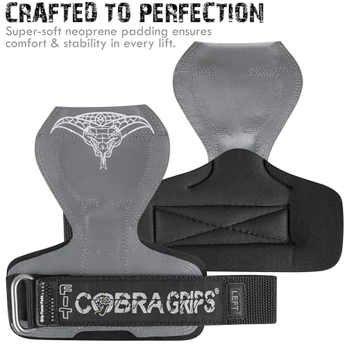 Cobra Grips Weight Lifting Gloves with Adjustable Neoprene Padded Wrist Wraps - Heavy Duty Alternative to Power Lifting Hooks for Deadlifts