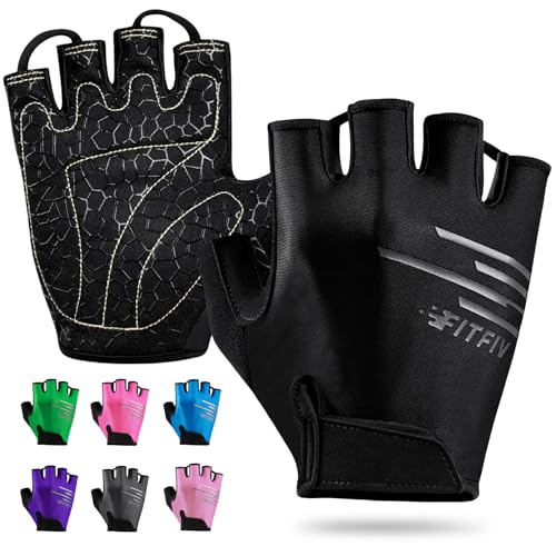 Cycling Gloves for Men and Women, Half Finger Padded Bike Gloves - color: Black, size: Small