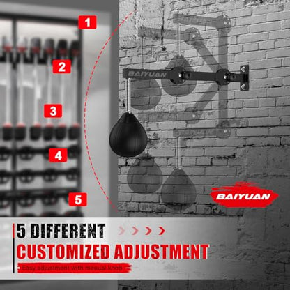 Speed Bag Boxing Punching Bag, Wall Mount Height Adjustable & Fold Speed Bags for Boxing, Wall Bracket Boxing Reflex Ball, Boxing Bag as Adults Teens and Kids, Fits Home Gym Workout - color: Light black