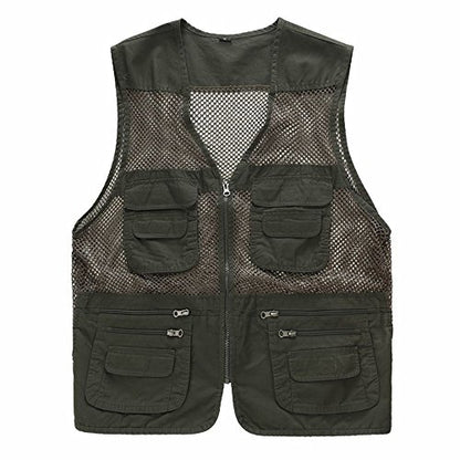 Unisex Mesh Breathable Fishing Vest, Multi-Pockets Photography Travel Hiking Waistcoat Jacket for Adults and Youth