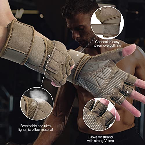 Workout Gloves for Men - Gym Weight Lifting Padded Gloves with Wrist Wrap Support, Full Palm Protection & Silicone Grip Gym Gloves, Exercise, Cross Training, Fitness, Pull-up